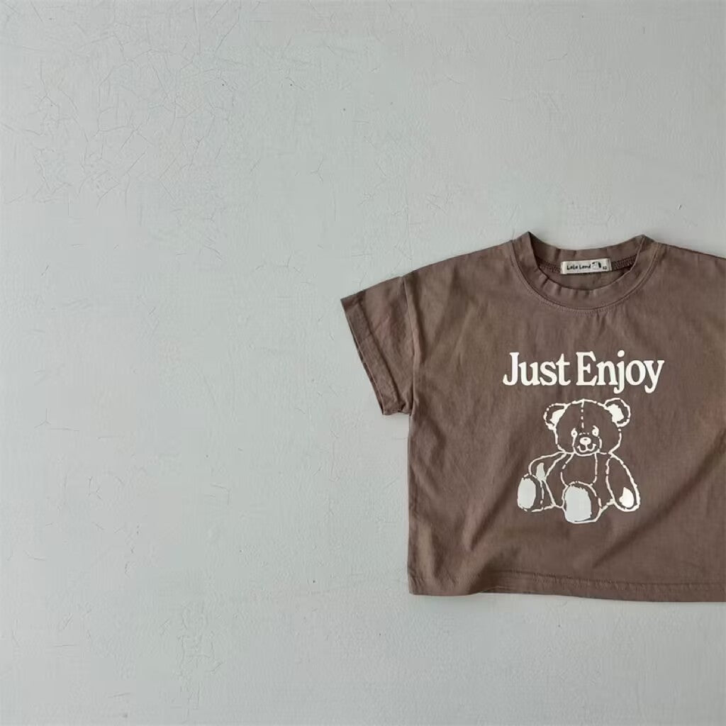 Three-color Infant Toddler Cartoon Bear Top Short-sleeved Casual T-shirt