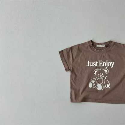 Three-color Infant Toddler Cartoon Bear Top Short-sleeved Casual T-shirt
