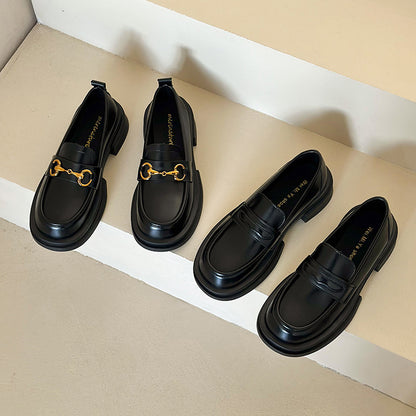 One Pedal Loafer Metal Buckle All-match Soft Thin Shoes