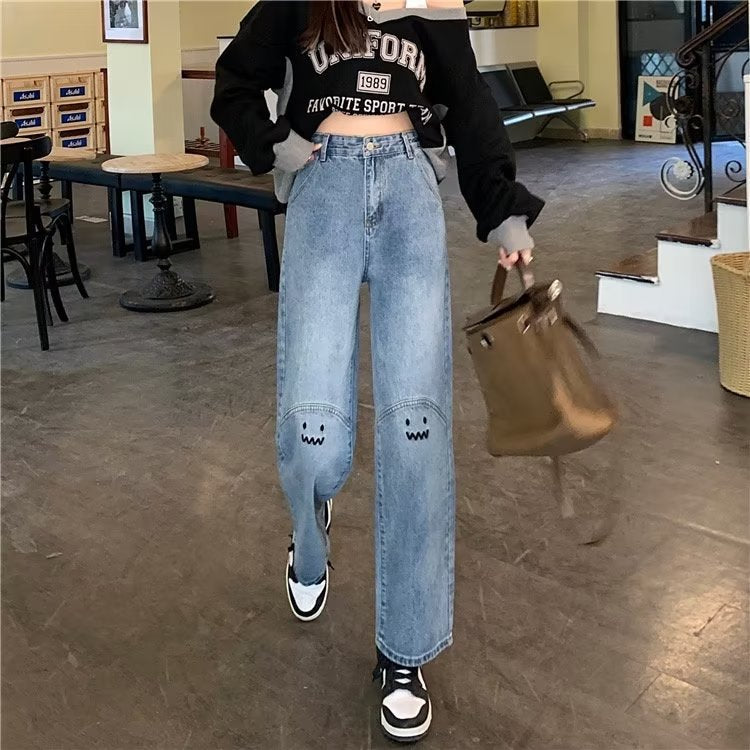 Chubby Girl Wear Plus Size Straight Jeans For Women