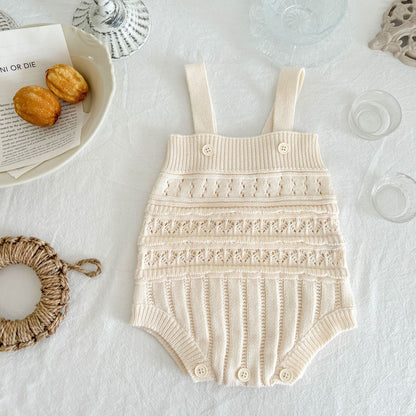 Vintage-inspired Knitted Romper Bodysuit