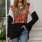 Snakeskin Pattern Stitching Casual Loose Doll Sleeves Large Size Top Women