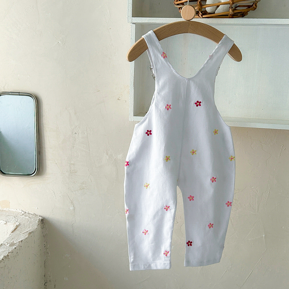 Autumn Korean Style Baby Girl Floral Suspender Pants