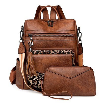 Retro Versatile Women's Backpack With Two-tone Fringe