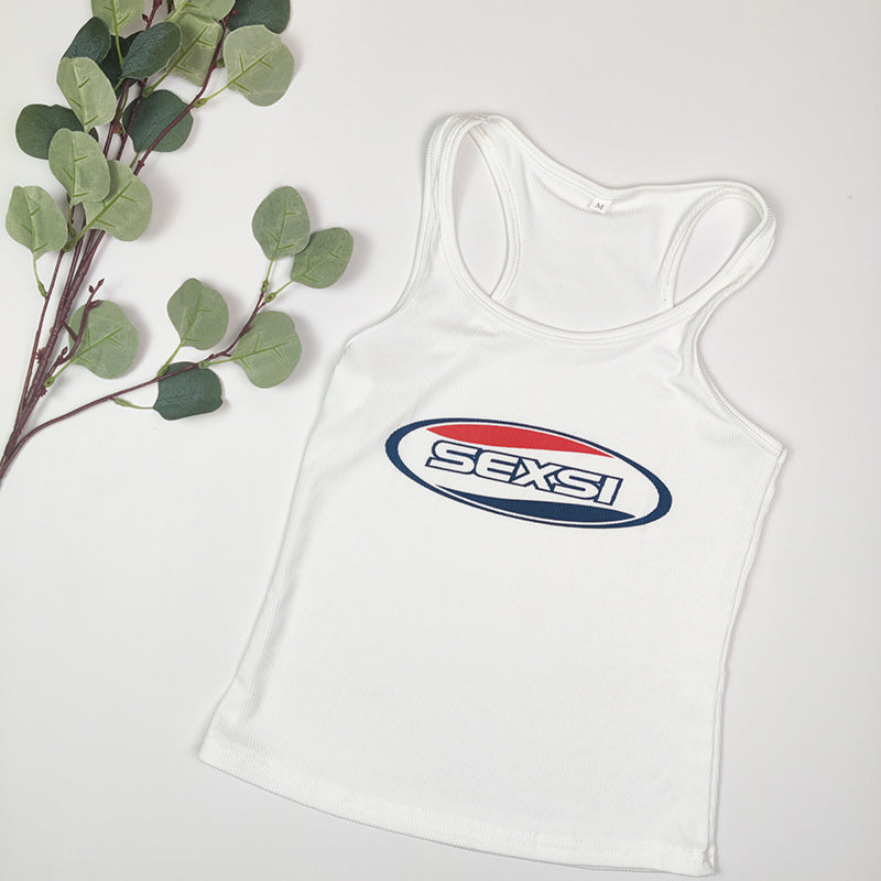 Solid Color Letter Slim Sleeveless Women's Vest