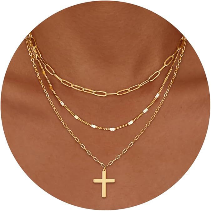 Layered Clip Necklace Electroplated Circle