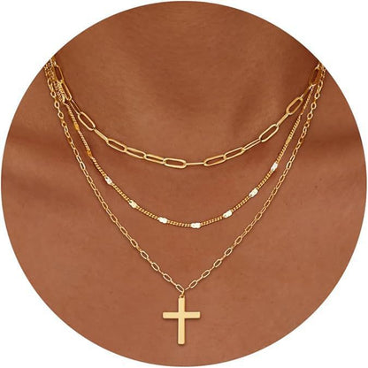 Layered Clip Necklace Electroplated Circle