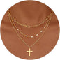 Layered Clip Necklace Electroplated Circle
