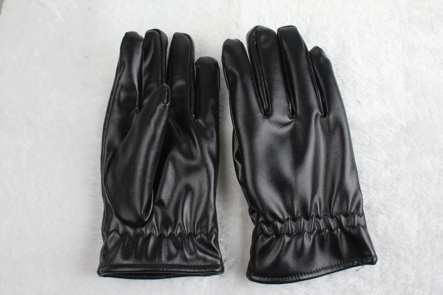 1Pair Unisex Black Leather Gloves Winter Warm Windproof High Quality Soft Gloves Outdoor Cycling Skiing Running Motorbike Gloves