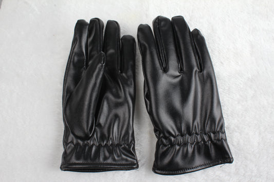 1Pair Unisex Black Leather Gloves Winter Warm Windproof High Quality Soft Gloves Outdoor Cycling Skiing Running Motorbike Gloves