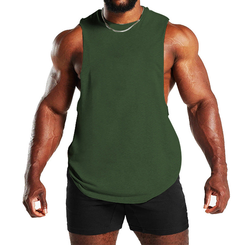 New Fitness Wide Shoulder Vest Men's Solid Color Sports Casual