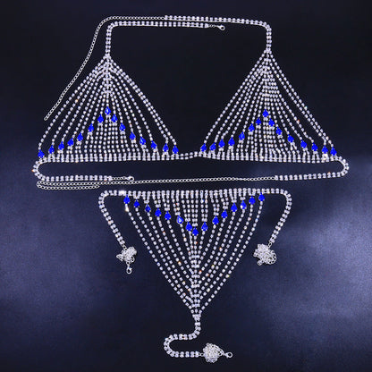 Sapphire Rhinestone Chest Chain Body Chain Jewelry