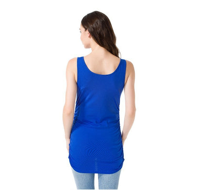 Casual Solid Color Round Neck Wrinkle Maternity Top Vest T-shirt