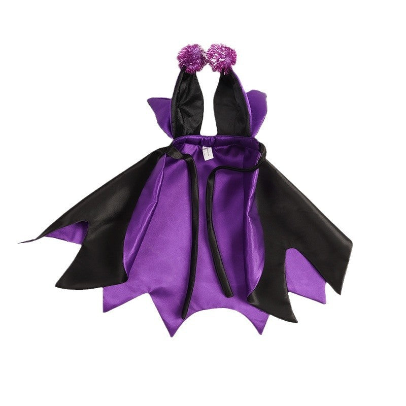 Halloween Pet Cat Dog Demon Cloak Horn Hat Cosplay Costume