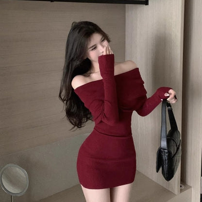 Pure Desire Off-shoulder Sweaters Dress Women