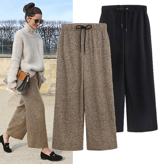 Plus Fat Plus Size Woolen Wide-leg Pants Spring And Autumn