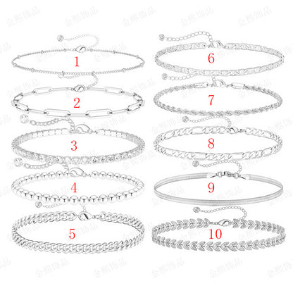 Stainless Steel Cuban Chain Three Piece Set Exquisite Beaded Fried Dough Twists Chain