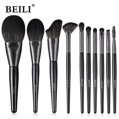 Baili 10pcs Rose Gold Tube Synthetic Hair Vegan Luxury Makeup Brush Set Contour Blush Brush Set