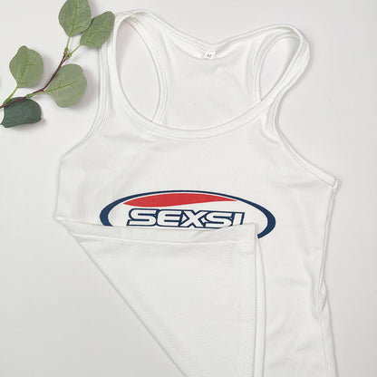 Solid Color Letter Slim Sleeveless Women's Vest