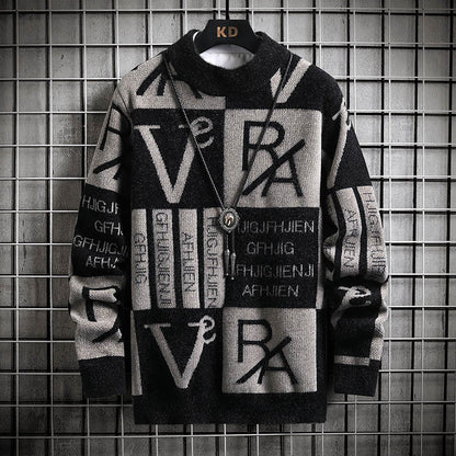 Fashion Color Contrast Stripe Warm Knitwear For Men