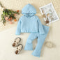 Infant Toddler Cute Style Solid Color Hooded Sweater Bell-bottom Pants Suit