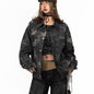 Tie-dyed Embroidered Denim Coat For Women
