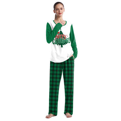 Christmas Home Clothes Digital Couple Pajamas Long Sleeve Round Neck Sweatpants Suit