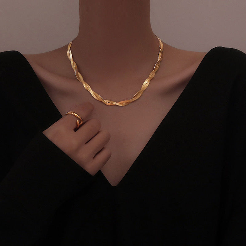High-grade K Gold Cross Titanium Steel Necklace For Women