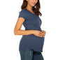 Fashion Print Round Neck Short Sleeve Maternity T-shirt