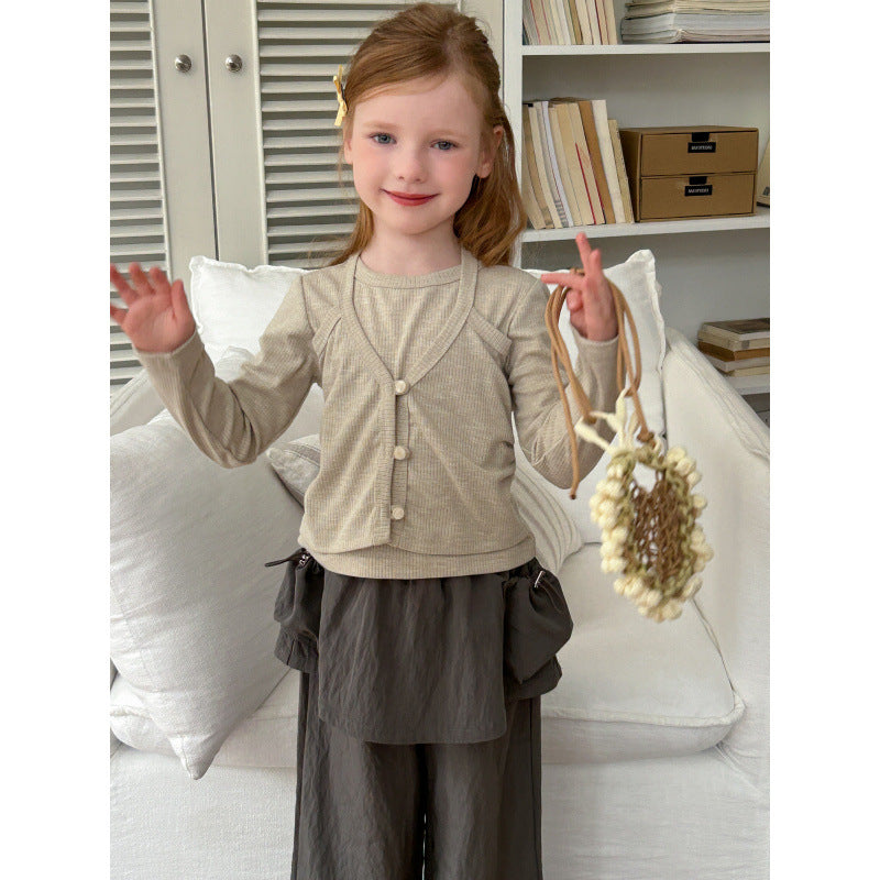 Fashion Girls Knitwear Cotton Innerwear T-shirt