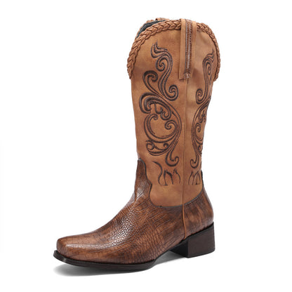 Riding Boots With A Chunky Heel And Embroidery Available