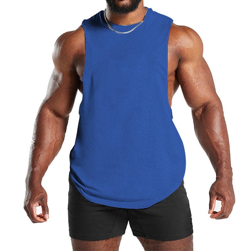 New Fitness Wide Shoulder Vest Men's Solid Color Sports Casual