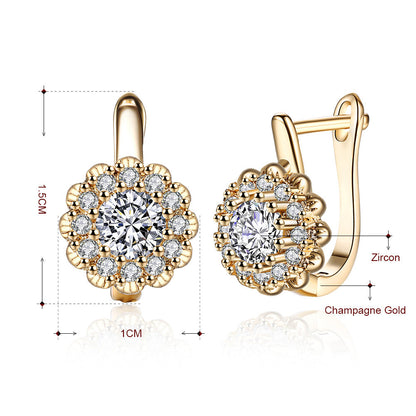Women's Fashion K Gold Diamond Earrings