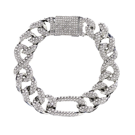 15mm Heavy-duty Cuban Chain Alloy Full Diamond Hip-hop Necklace