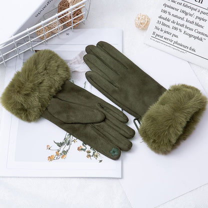 Thermal Touch Screen Fleece-lined Thick Suede Gloves