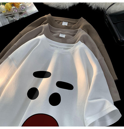 Casual Half Sleeve Oversized Couple Loose Easy To Match Clothes Short Sleeve