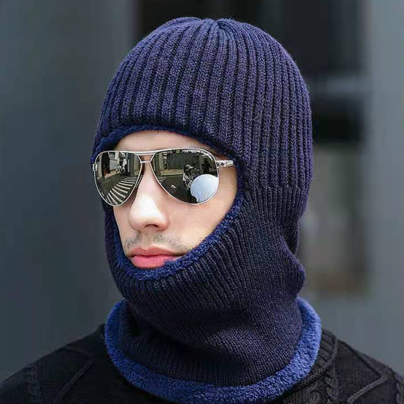 Winter Warm Unisex Dome Brimless Terry Neck Protection Thickened Flat Brim Knitted Hat