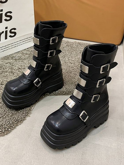 Dark Rock-style Platform With A Chunky Sole Womens Punk-inspired Dr Martens-style Boots