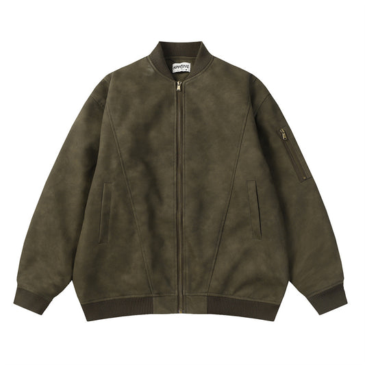 Distressed PU Leather Coat Men