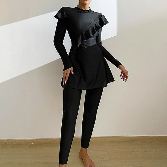 Cross-border Muslim Swimsuit Solid Color Stringy Selvedge Islamic Women Middle East Dubai