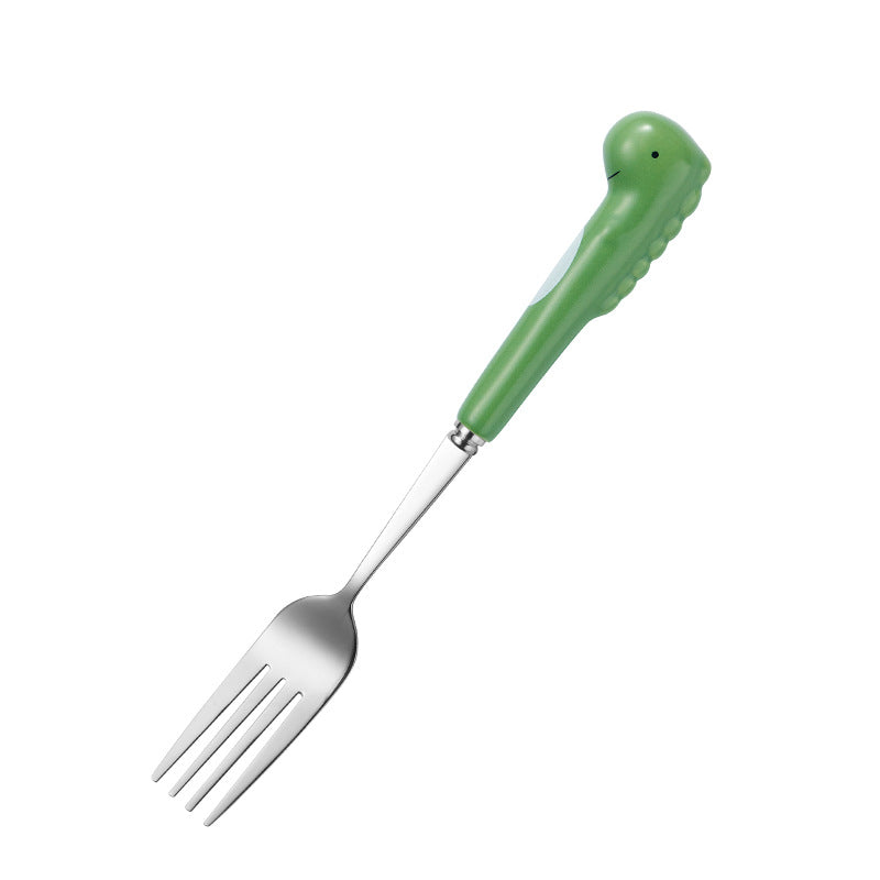 Stainless Steel Cartoon Cute Pet Tableware Spoon Fork Cute Children Household Eating Small Spoon