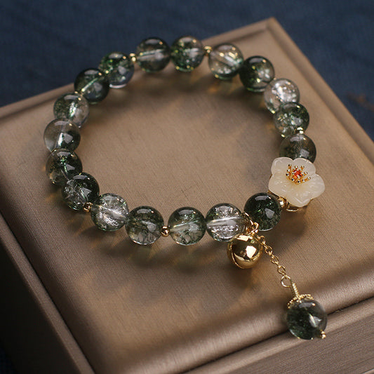 Green Phantom Quartz Crystal Bracelet Light Luxury Minority Elegant White Jade
