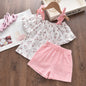 Floral Two-piece Suit Girls Toddler Suspender Suit Pants