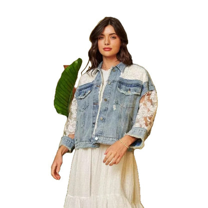 Hole Patched Denim Jacket Women