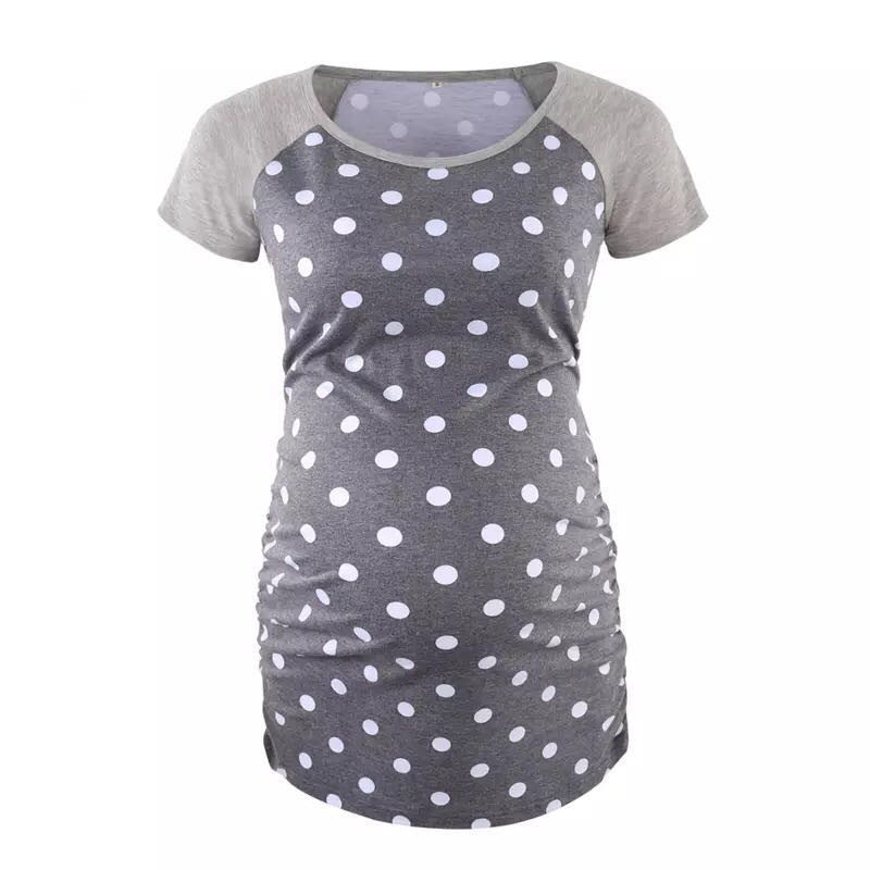 Round Neck Short Sleeve Printed Maternity T-shirt