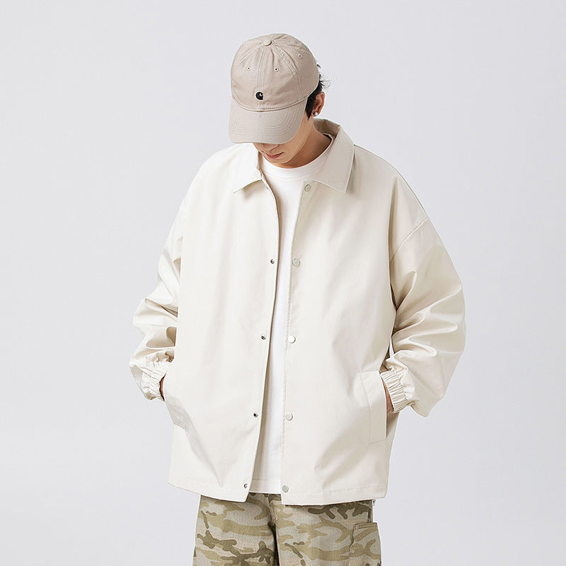 Couple Plus Size Polo Collar Jacket Loose And Simple