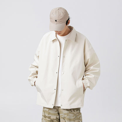 Couple Plus Size Polo Collar Jacket Loose And Simple