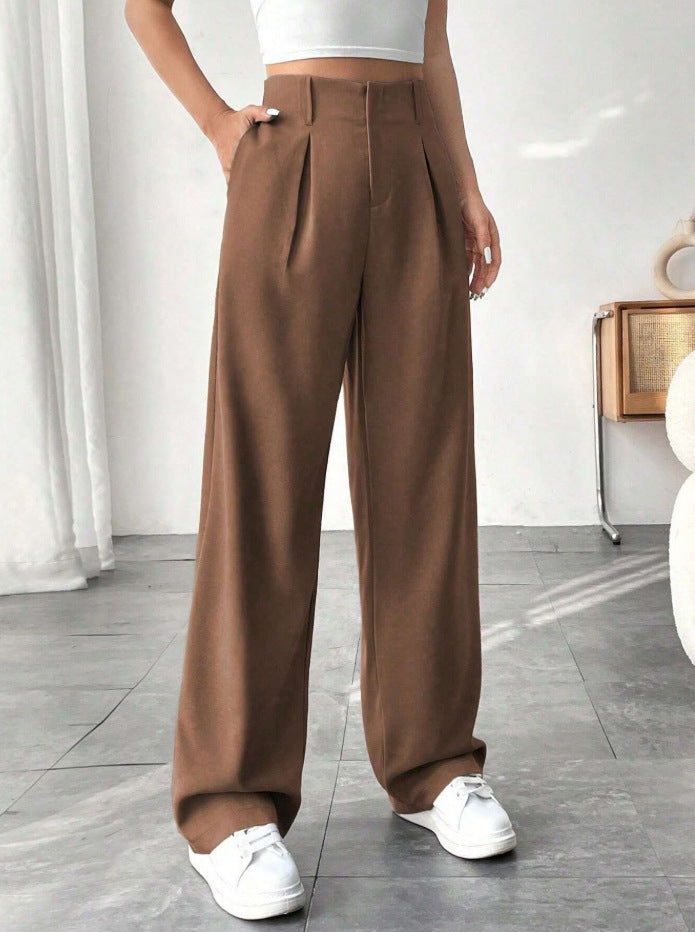 Autumn And Winter High Waist All-matching Wide Leg Leisure Suit Pants For Women