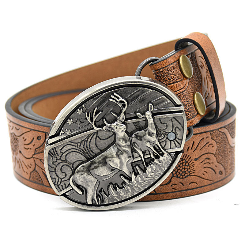 Personality Student Trendy Printing Engraving Smooth Buckle Knife Embossing Belt