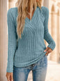Neck Ribbed Velvet Women Tops